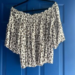 American eagle off the shoulder top animal print